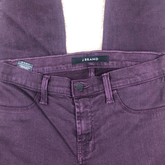 J Brand Women’s Super Skinny Dark Plum Purple Classic Denim Tight Zip Fly Jeans - Picture 3 of 16